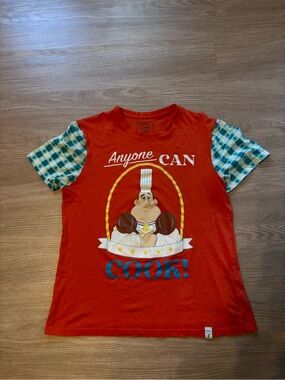 Loungefly Unisex L Disney Pixar Ratatouille Gingham Graphic TShirt Orange Cotton